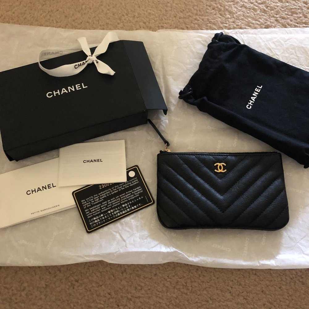 Chanel Black Chevron Mini O Case